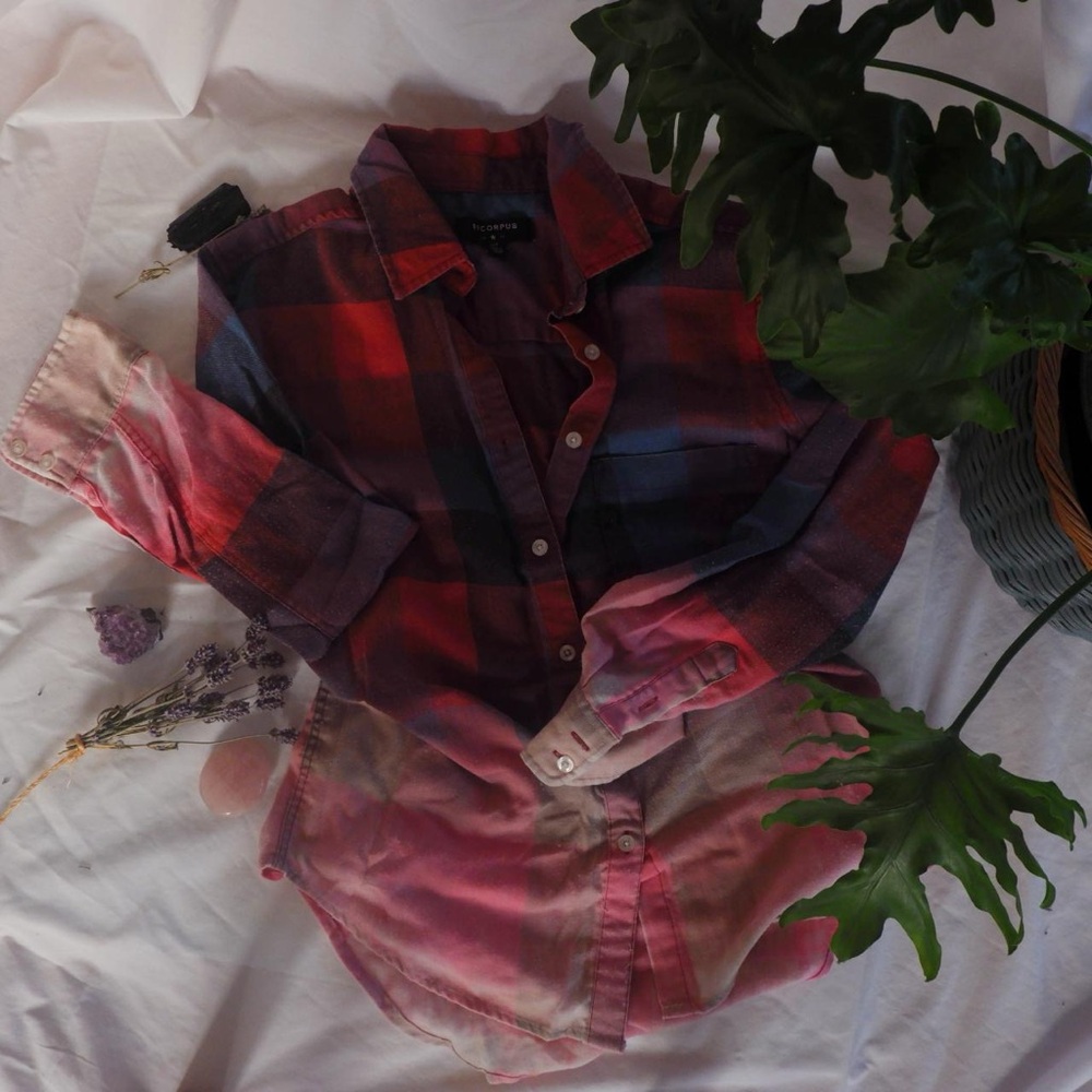 Button-Down Plaid Shirt - Red Multi